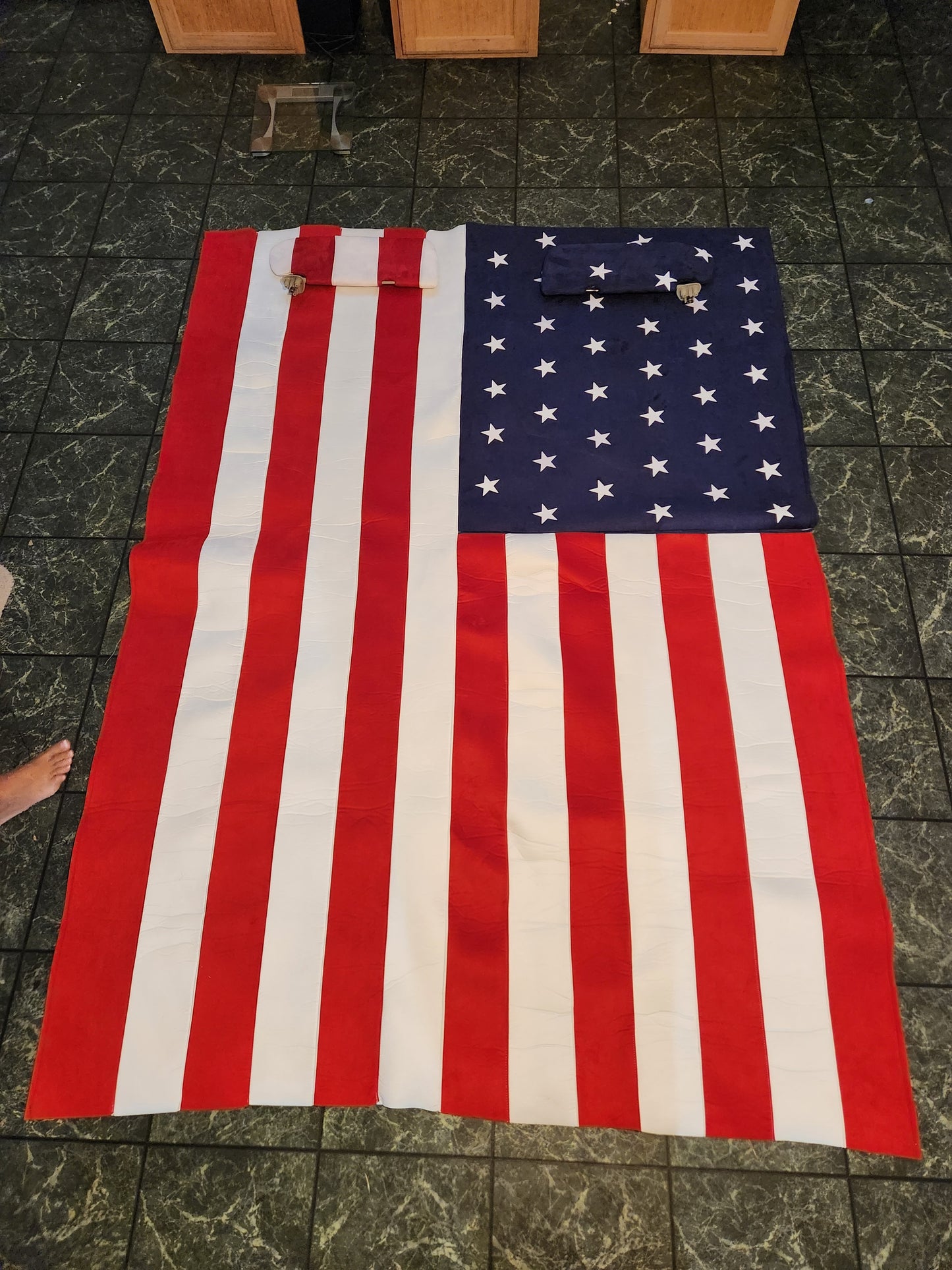 70" Long x 64" Wide Suede American Flag Headliner