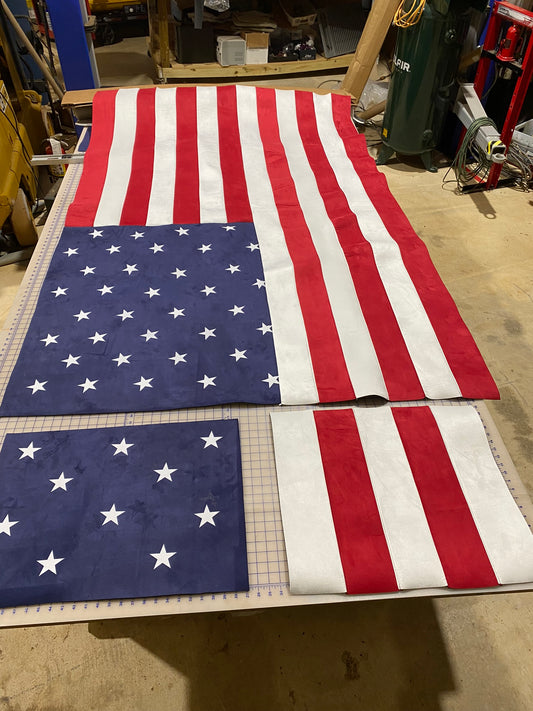 70" Long x 64" Wide Suede American Flag Headliner