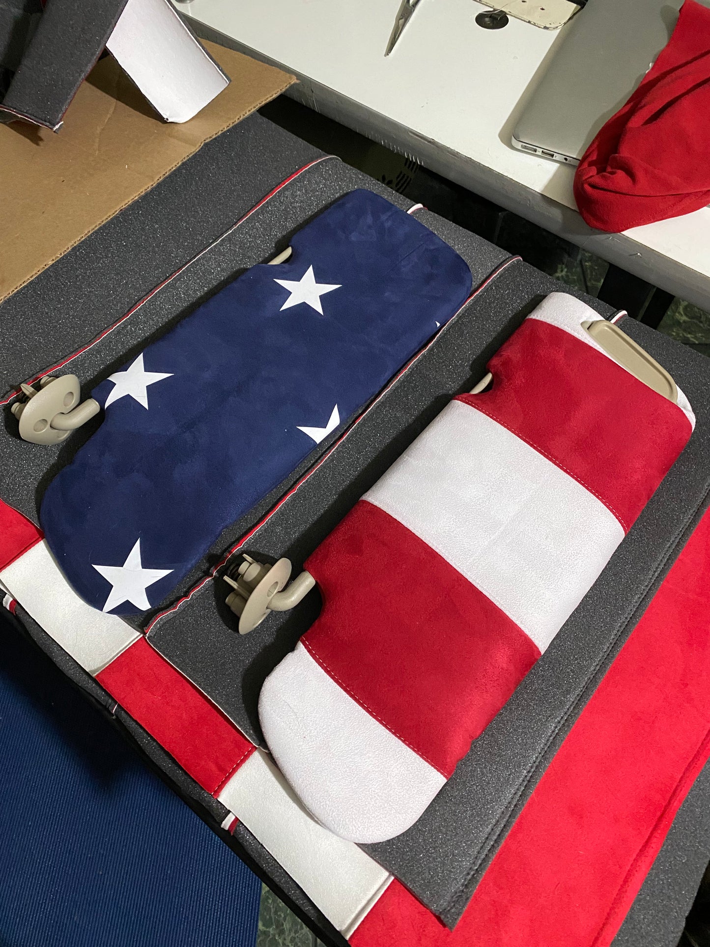 70" Long x 64" Wide Suede American Flag Headliner