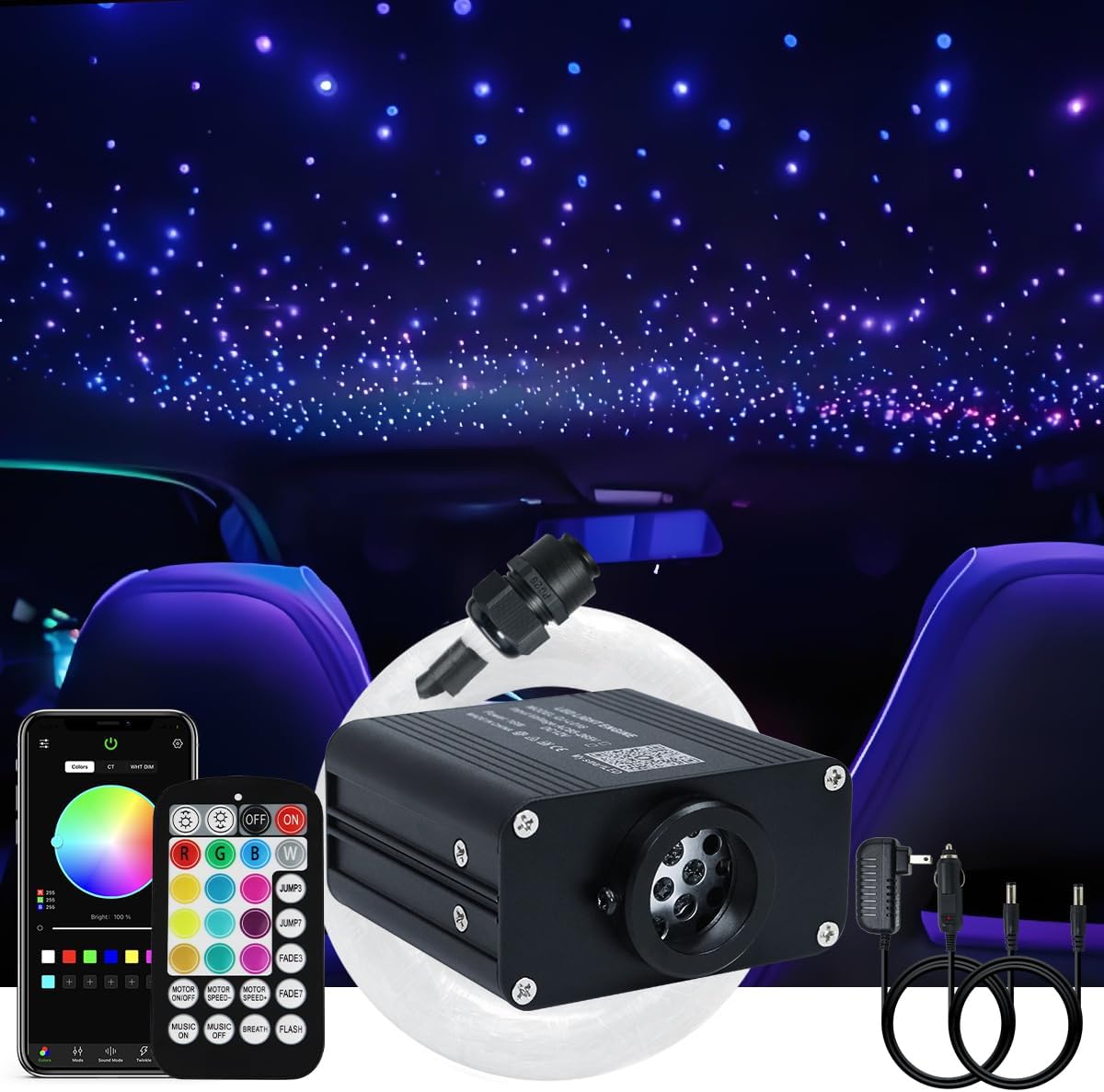 Twinkle Fiber Optic Starlight Ceiling Light Kit for Car Headliner